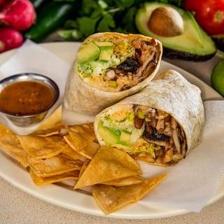 Mushrooms and Avocado Burrito