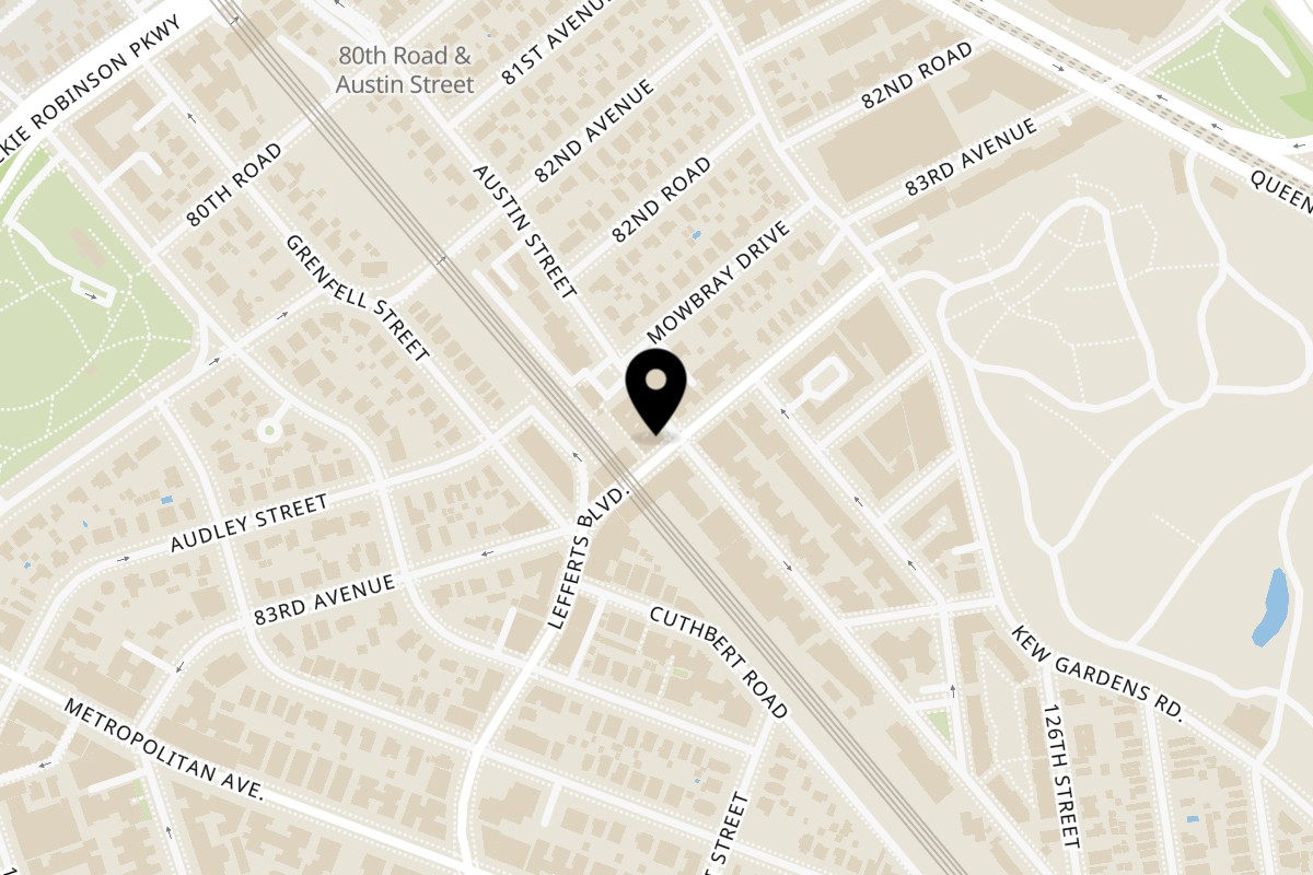 Map showing the location of Homemade Taqueria Kew Gardens on 80-60 Lefferts Blvd in Kew Gardens